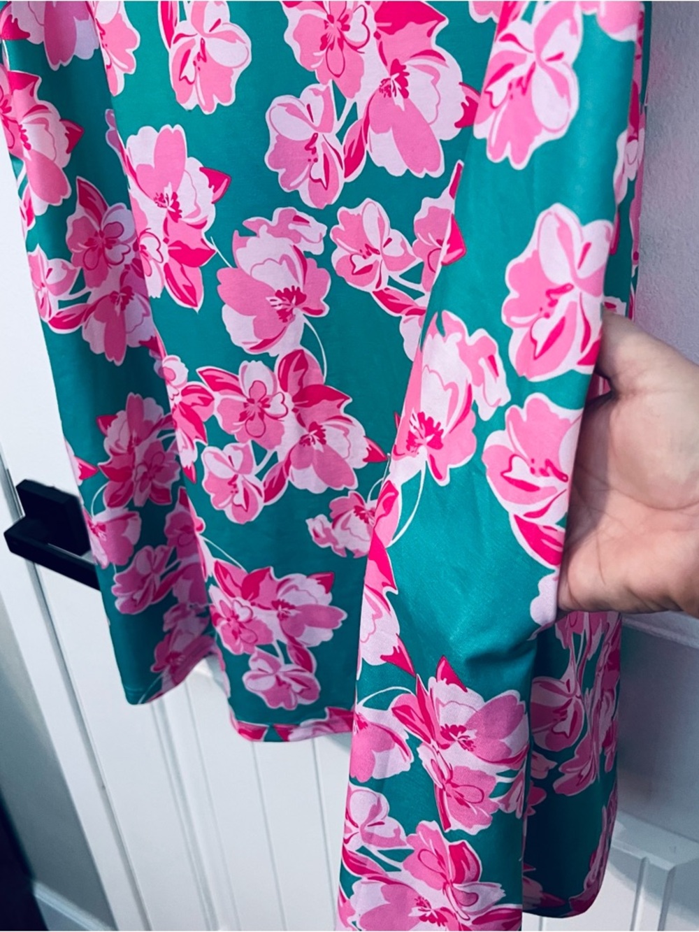 Southern Stitch Floral Pink & Teal Short Sleeve Dress XXL - Picture 3 of 9